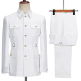 New Fashion Men Suits High Quality Stand Collar Single Breasted Male Casual Daily Wedding Two Piece Blazer Pants Set as picture5